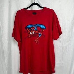 Red Graphic T-Shirt with Blue and Red Design